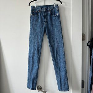 Gap High Rise Cheeky Straight Jeans Medium Wash in Size 27 Tall